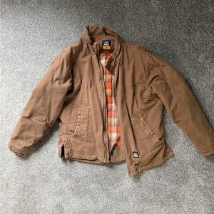 Men's Brown Lightweight Jacket with Orange Plaid Lining